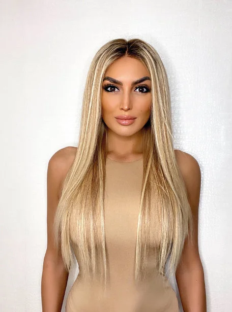 Human - hair wig with a wavy texture for a beachy and relaxed lookLemi Straight Body Length 20" Human Hair Wig