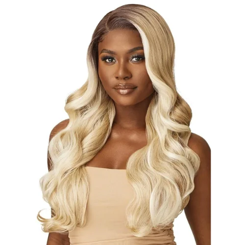 Lace wig with a 200 - density for a full and thick appearanceSahari Sleeklay Part Synthetic Lace Front Wig By Outre