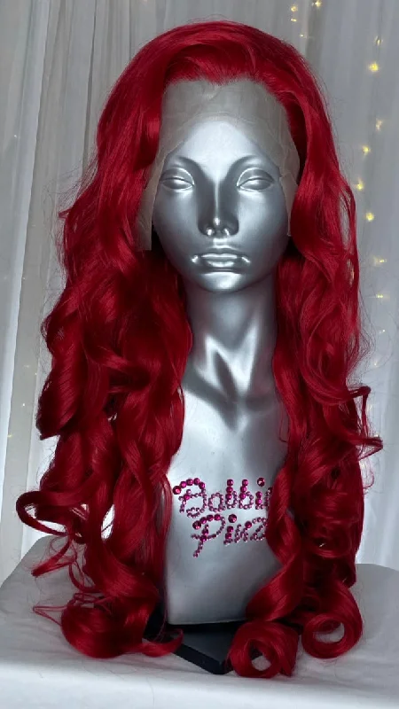 Lace wig with a side - swept bang for a sophisticated look"Sarah" - Bright Red