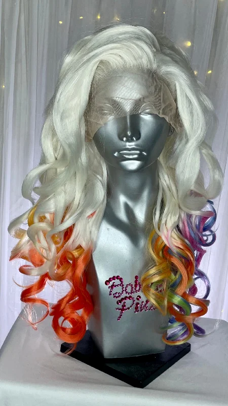 Lace wig with a silk - base cap for a comfortable and smooth feel"Sarah" - Pride Ombre