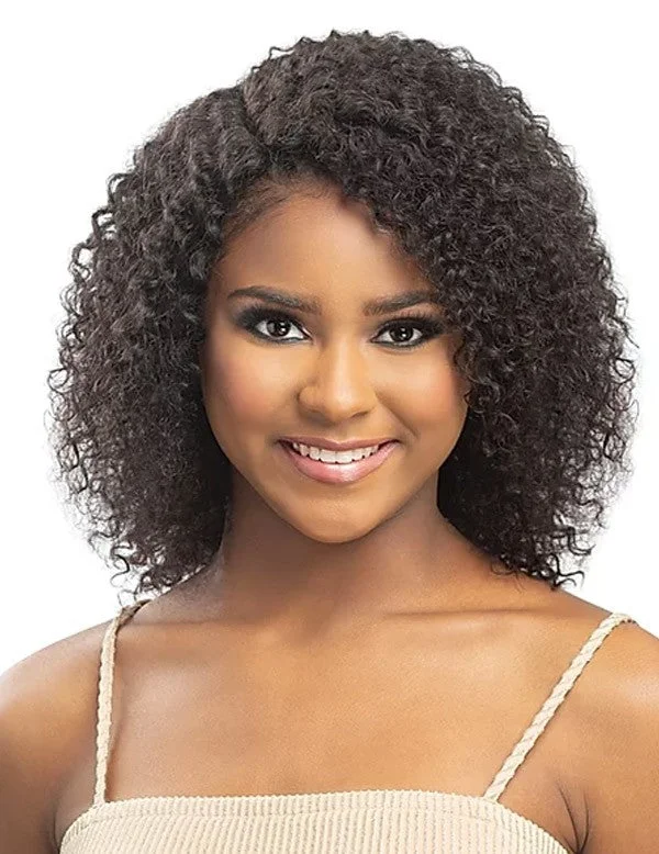 Human - hair wig with a pre - plucked hairline for a more natural lookSensual Vella Vella Brazilian 100% HH Wet & Wavy Lace Part Wig Bohemian Curl VHPBOHE