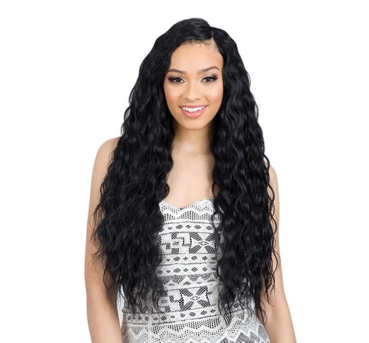 Kinky braided wigs with a tight curl pattern for authenticityShake-N-Go Organique Synthetic Weave Hair Extension - BREEZY WAVE 24"