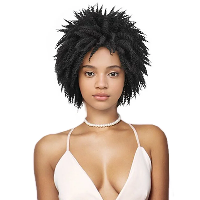 Braided wigs with a natural - looking scalp for a more realistic finishVAVANGA Short Afro Kinky Wigs for Women Dreadlocks Twisted Braiding Wig