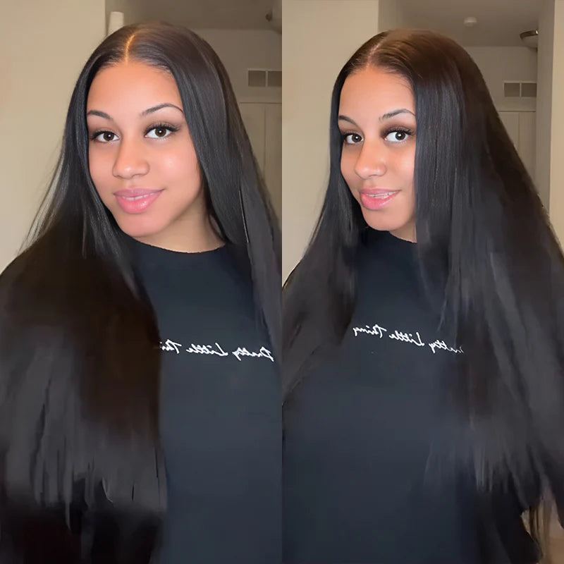 Human - hair wig with a natural - looking root for a more realistic lookBrennas Hair Straight Wig 6x6 HD Pre-Cut Ready To Go Glueless Human Hair Wigs For Women Natural Black