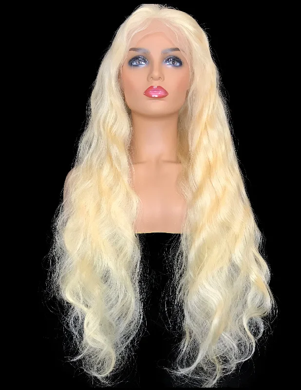 Braided wigs with a natural - looking scalp for a more realistic finishSwiss #613 Remy Body Wave Lace Frontal Human Hair Wig