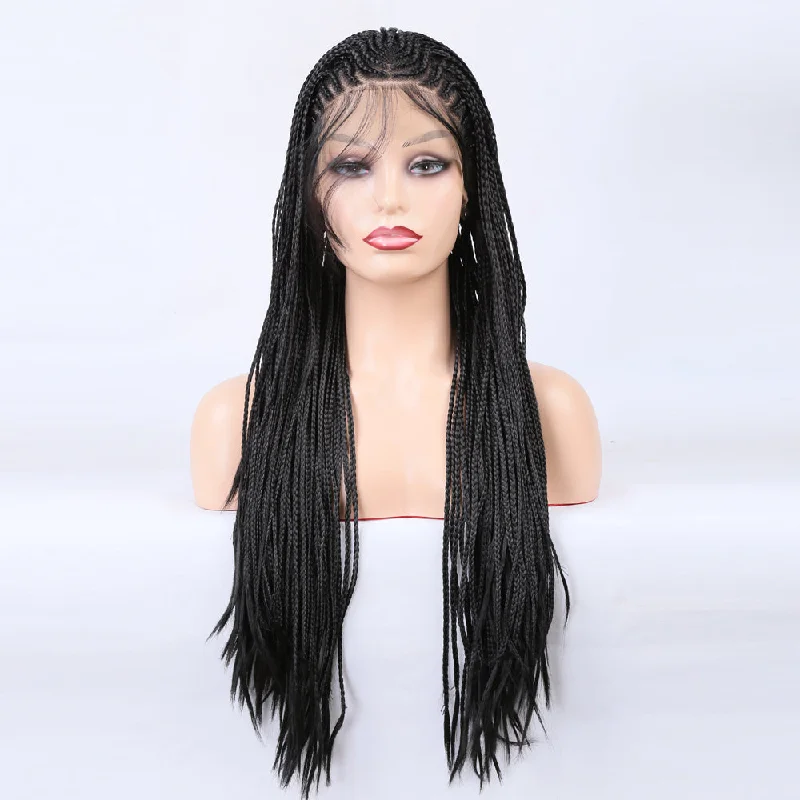 Synthetic lace wig with a heat - resistant formulaTrue Glam Braided Front Lace Wig