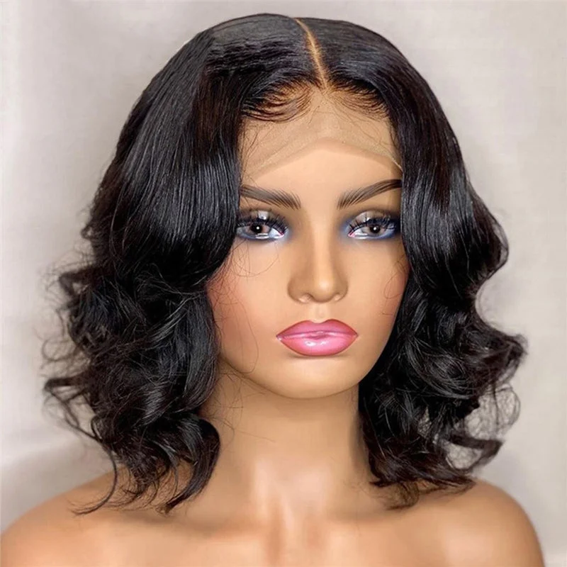 Human - hair lace wig for a luxurious and natural feelPremium Wig - Twisted Curls Short Hair Big Wave Front Lace Wig