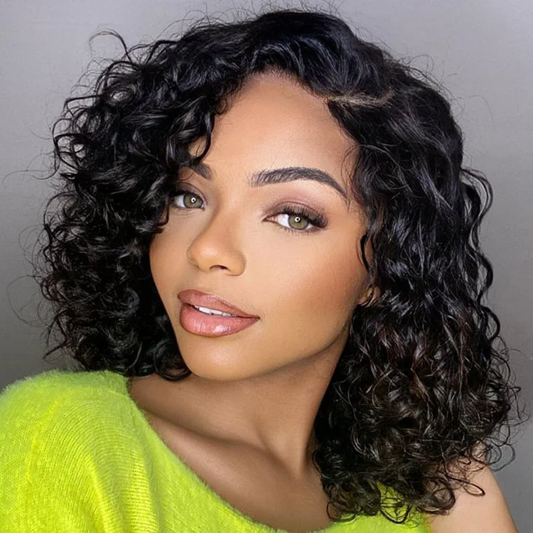 Brazilian - human - hair wig with a full and voluminous lookWater Wave C Parted Glueless HD Minimalist Lace Wig