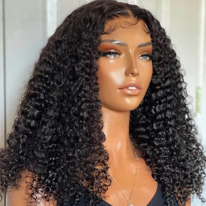 Lace wig with a middle - part for a classic and elegant styleWOWANGEL 5x5 HD Lace Closure Wig Deep Curly | USA Overnight Shipping