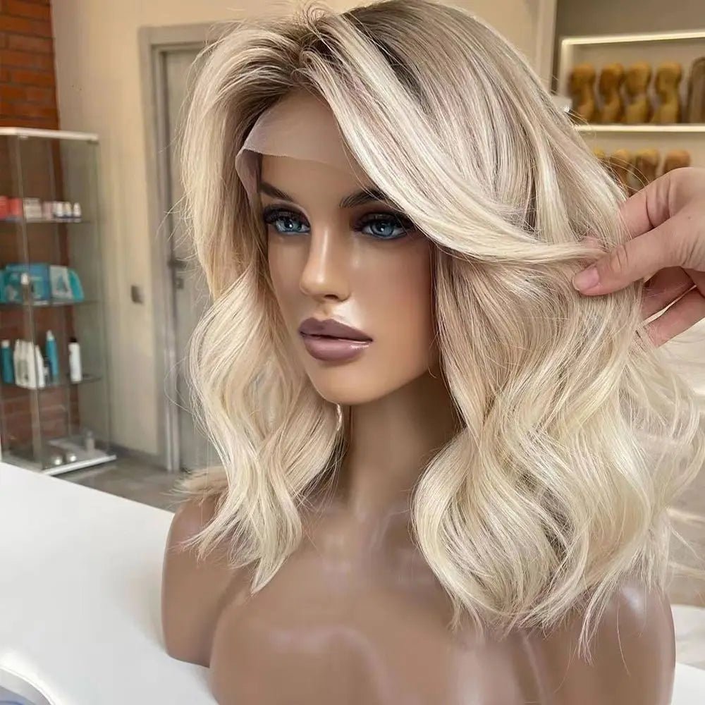 Human - hair wig with a wispy fringe for a soft and feminine lookYouthful Human Hair Wig