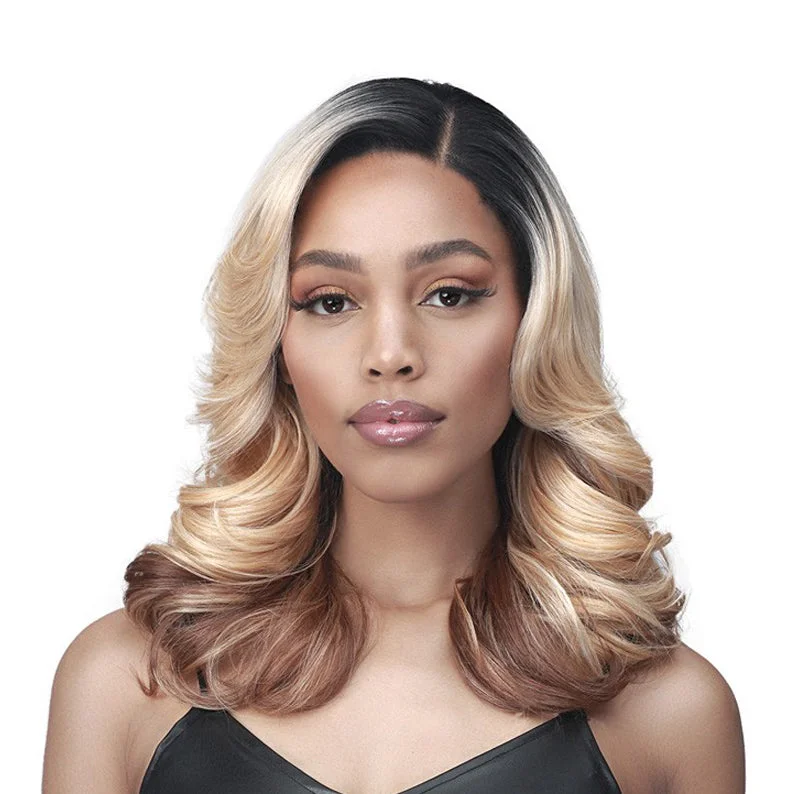 Lace wig with a pre - plucked hairline for a more natural lookBOBBI BOSS 13x5 HD Synthetic Hair Lace Wig MLF673 MELONY