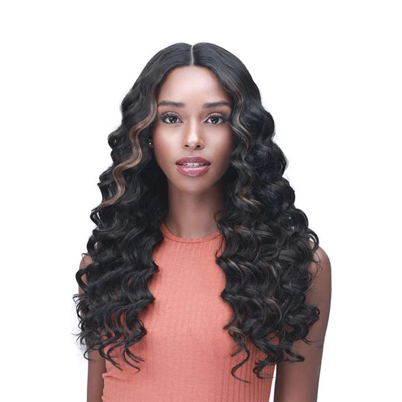 Lace wig with a honey - blonde color for a warm and sunny appearanceBOBBI BOSS LACE SERIES WITH PREMIUM FIBER 5 DEEP PART WIG - MLF539 ILISHA