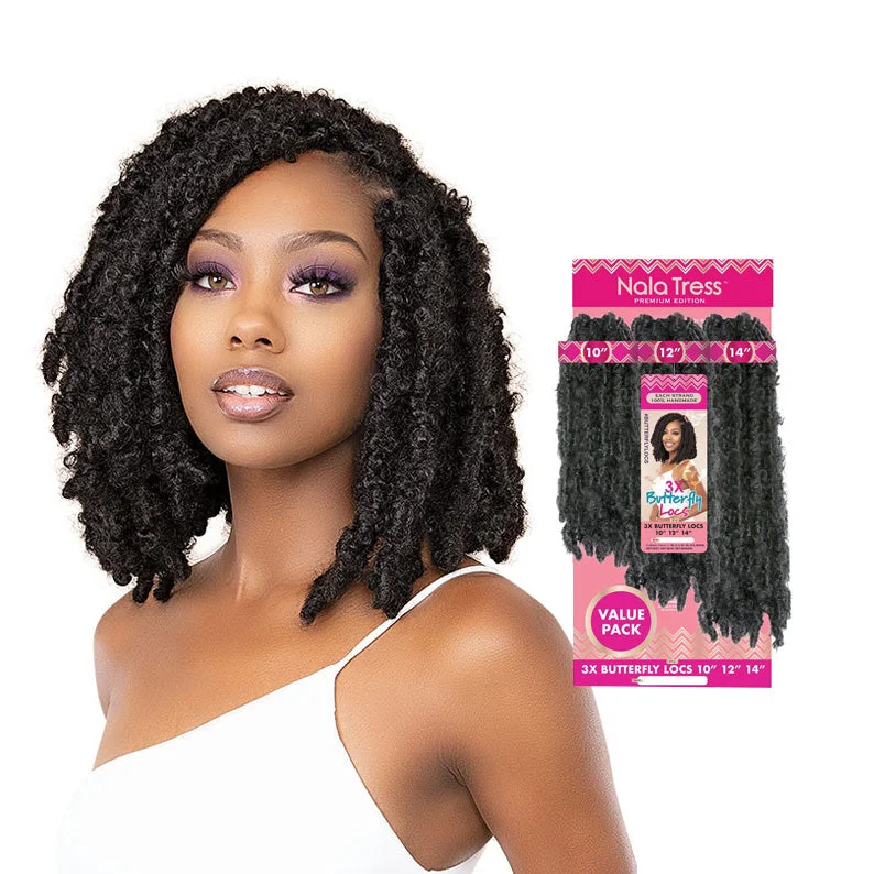 Lace wig with a middle - part for a classic and elegant styleJANET COLLECTION Nala Tress PREMIUM EDITION 3x Butterfly Locs 10" 12" 14"