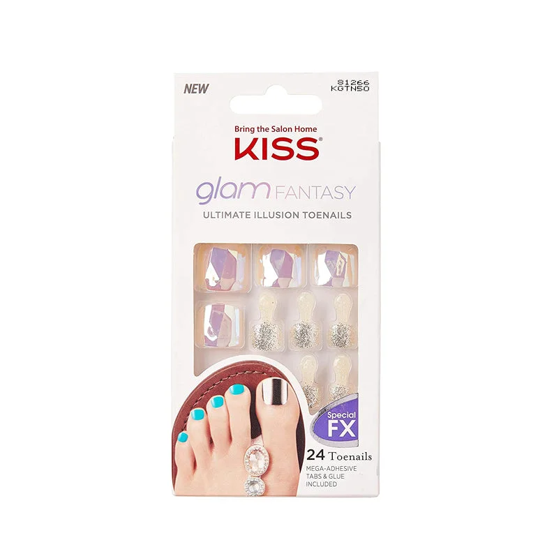 Lace wig with a curly texture for a bold and stylish choiceKISS Glam Fantasy Toe Nails #KGTN50