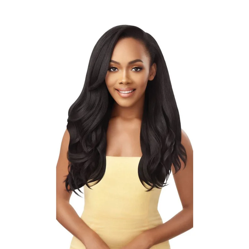 Lace wig with a pre - bleached knot for a natural - looking scalpOUTRE Converti Cap Synthetic Hair Half Wig CURVY ADDICTION