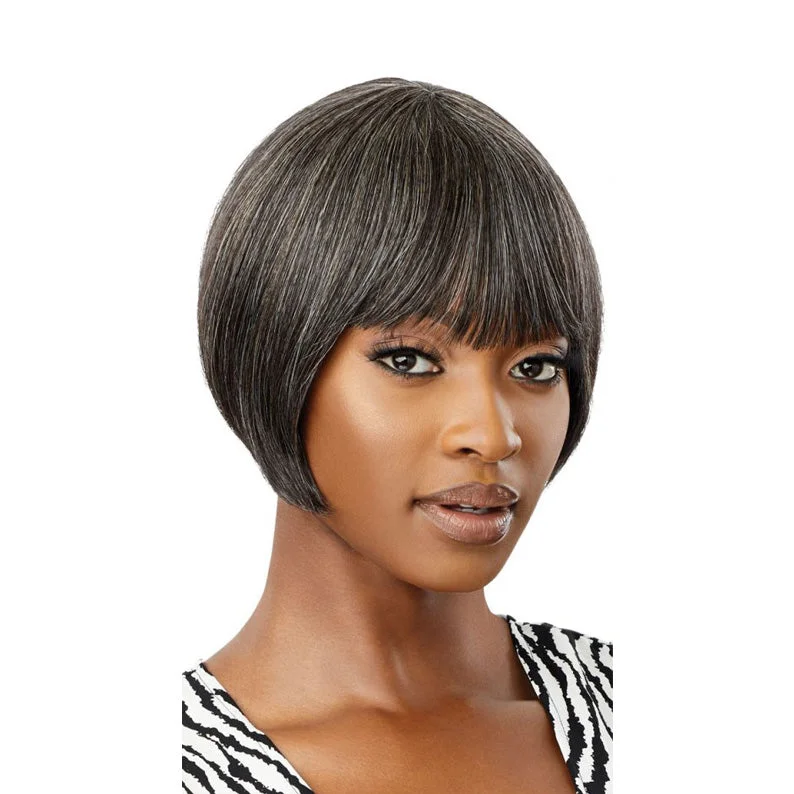 Lace wig with a natural - looking root for a more realistic lookOUTRE Fab & Fly Gray Glamour 100% Unprocessed Human Hair Wig - HARRIET