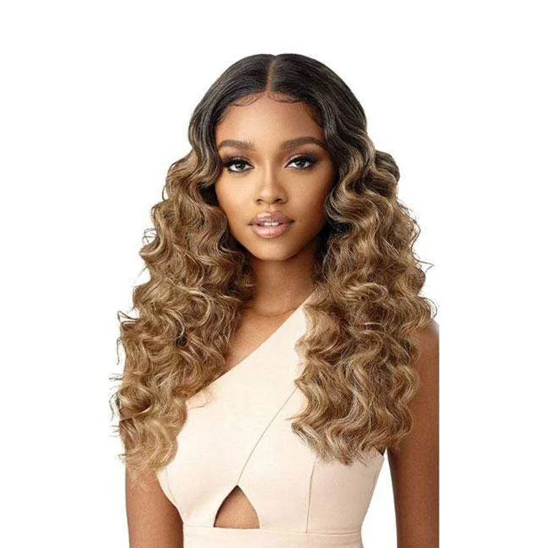 Lace wig with a curly texture for a bold and stylish choiceOUTRE Melted Hairline Lace Front Wig FABIOLA