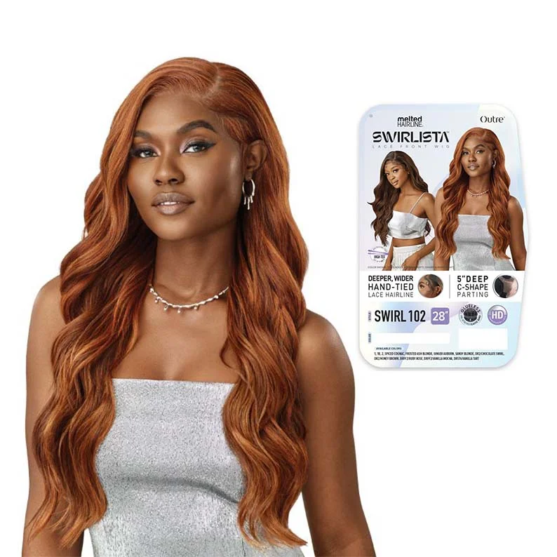 Human - hair lace wig for a luxurious and natural feelOUTRE Melted Hairline Swirlista Glueless Synthetic 5" Deep Parting HD Lace Front Wig - SWIRL 102