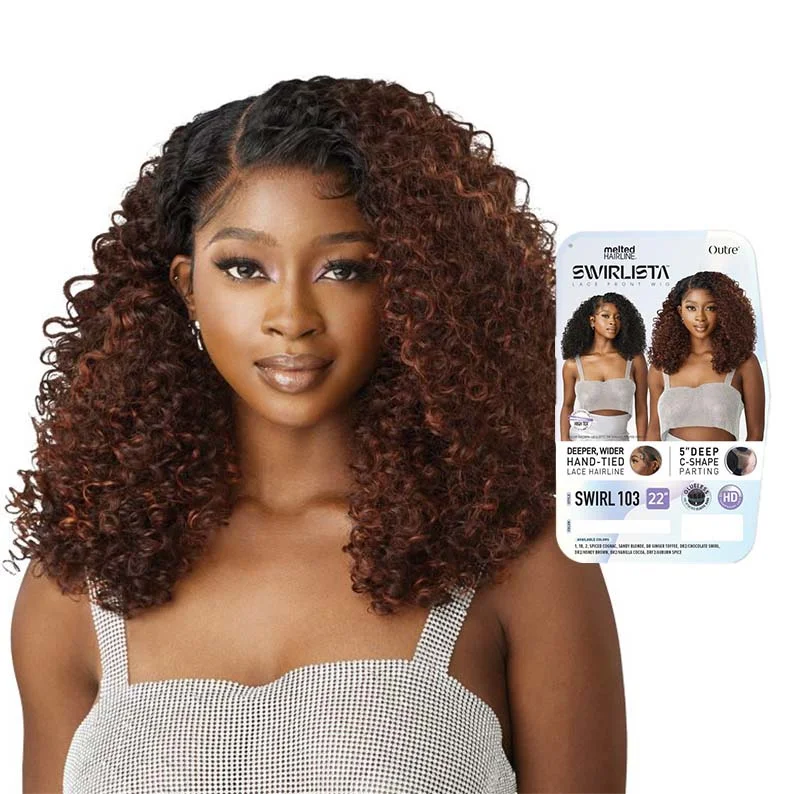 Full - lace wig with a natural - looking hairline for a seamless appearanceOUTRE Melted Hairline Swirlista Glueless Synthetic 5" Deep Parting HD Lace Front Wig - SWIRL 103