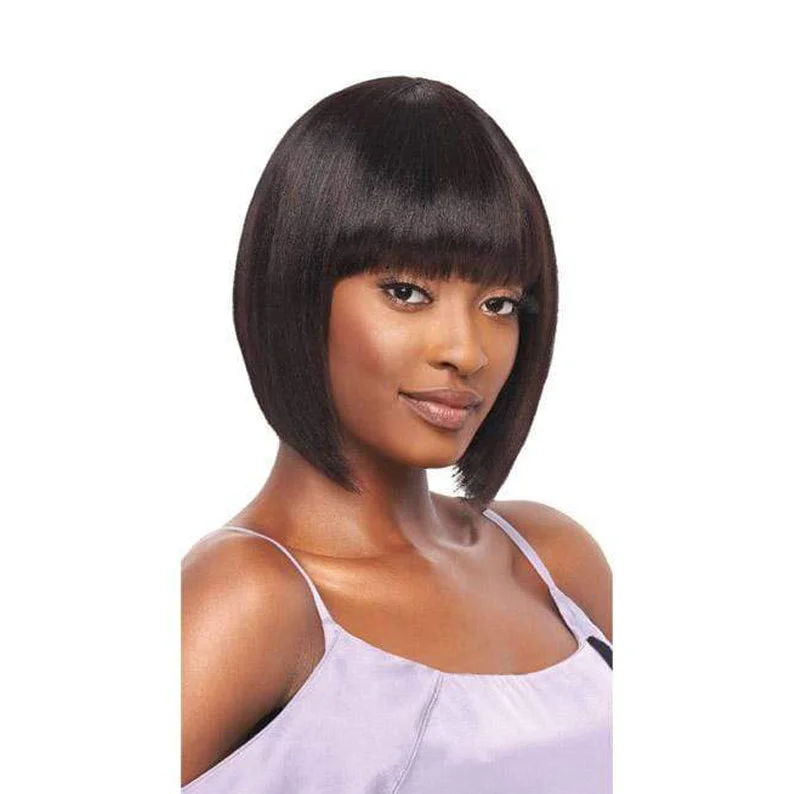 Lace wig with a wispy fringe for a soft and feminine lookOUTRE My Tresses Purple Label 100% Unprocessed Human Hair Full Wig - STRAIGHT BOB 10''