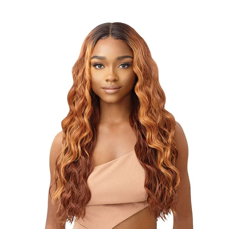 Lace wig with a silk - base cap for a comfortable and smooth feelOutre Synthetic HD Transparent Lace Front Wig ALSHIRA