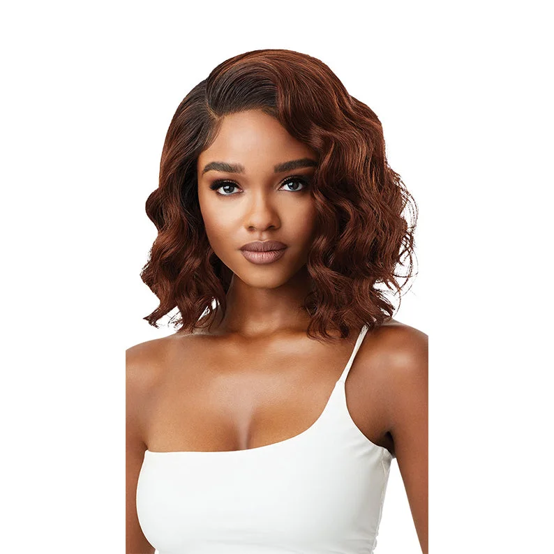 Lace wig with a wispy fringe for a soft and feminine lookOUTRE Synthetic Lace Front Wig Perfect Hairline 13x4 FAUX SCALP PATRICE