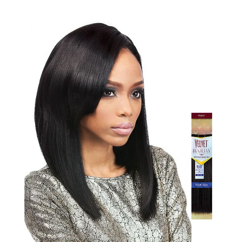 Lace wig with a side - swept bang for a sophisticated lookOUTRE VELVET BRAZILIAN 100% Remi Human Hair Perm Yaki