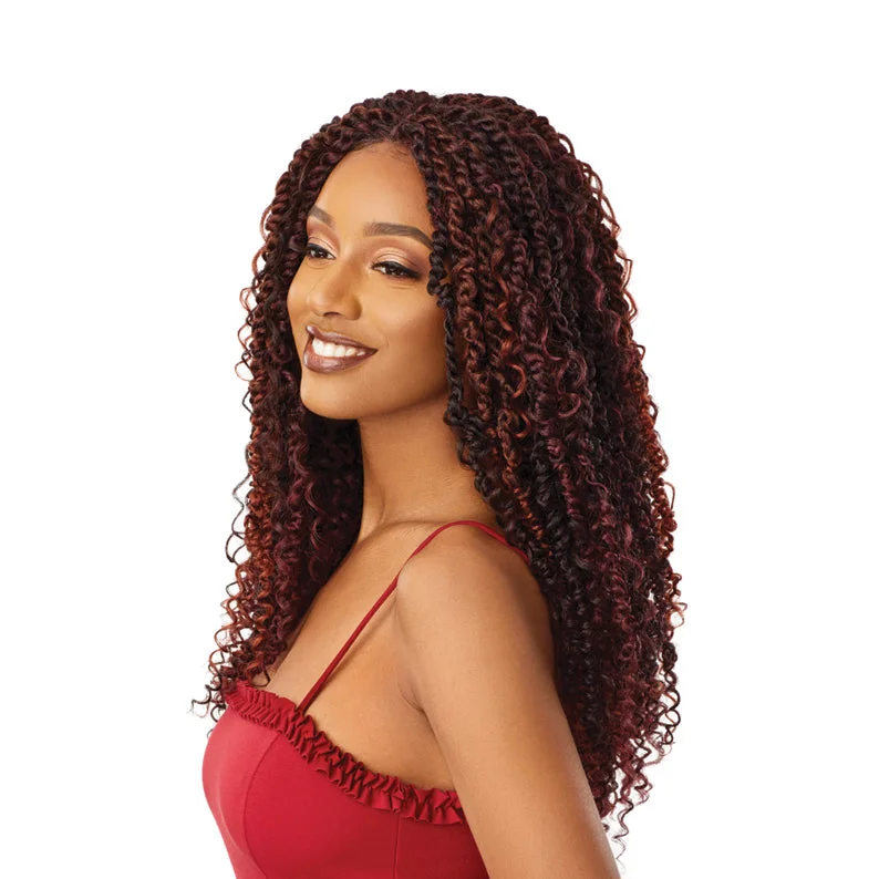 Lace wig with a pre - plucked hairline for a more natural lookOUTRE X-Pression Twisted Up 4X4 Lace Front Wig -  BOHO PASSION WATERWAVE 22"