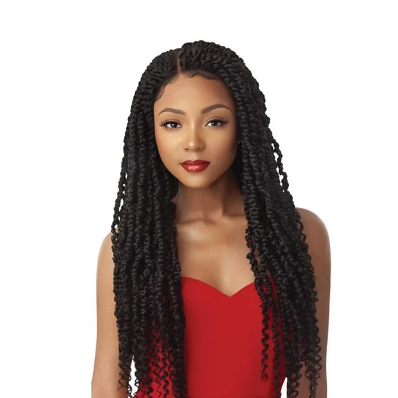 Synthetic lace wig with a heat - resistant formulaOUTRE X-Pression Twisted Up 4X4 Lace Front Wig - PASSION TWIST 28"