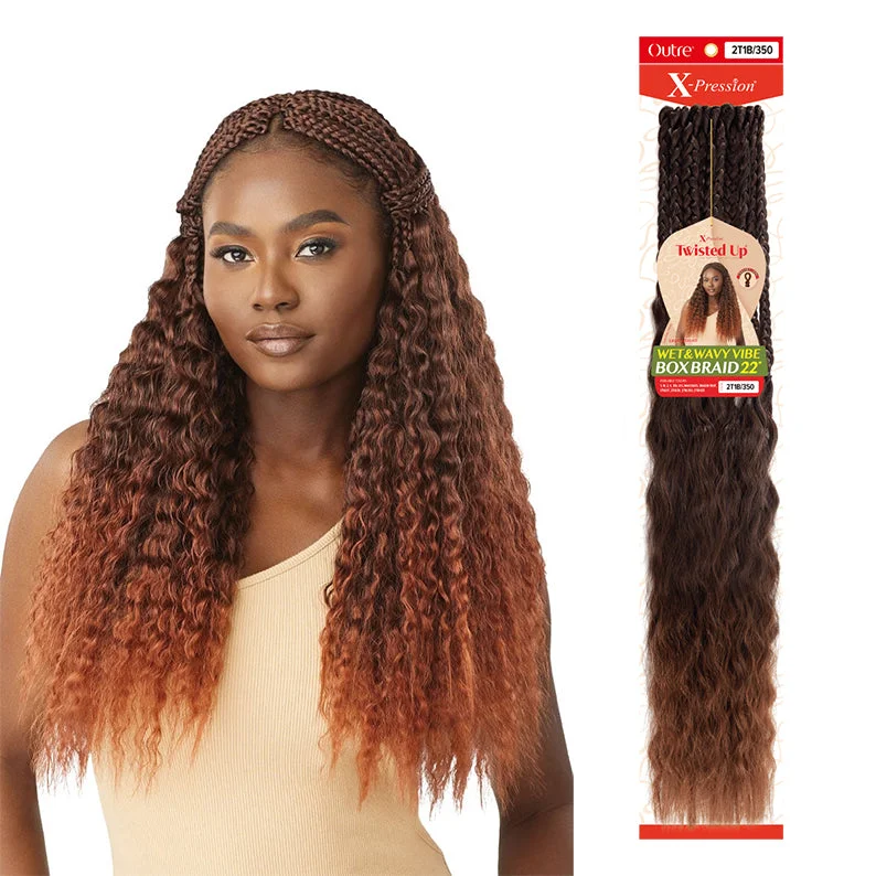 Lace wig with a platinum - blonde color for a bold and trendy lookOUTRE X-Pression Twisted Up Wet & Wavy Vibe Box Braid 22"