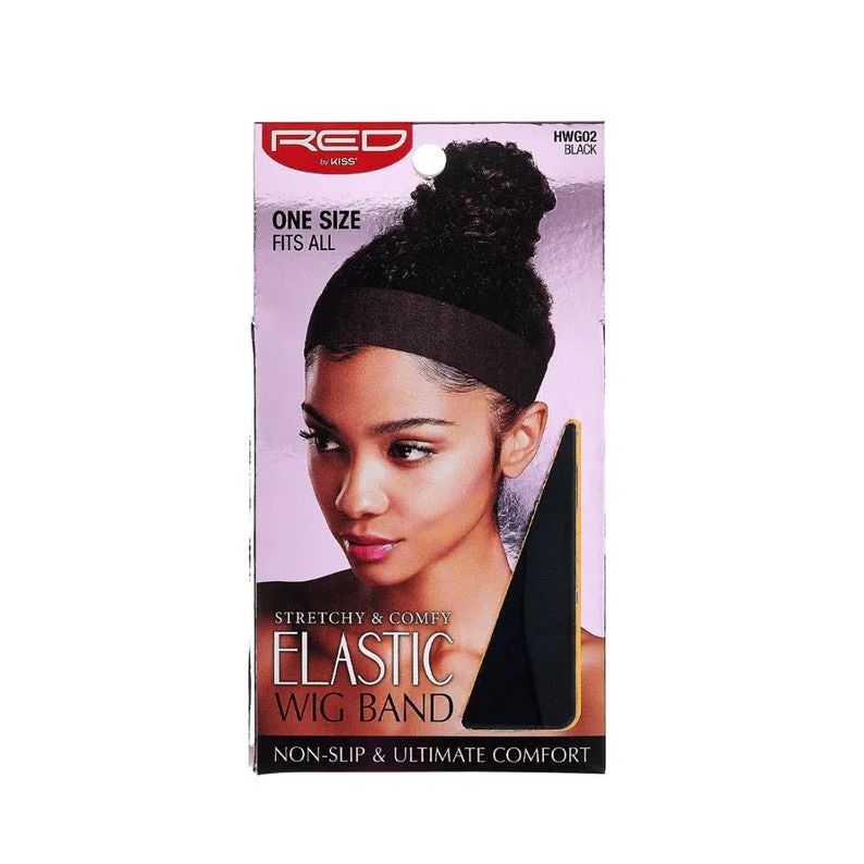 Lace wig with a pre - plucked hairline for a more natural lookRED Elastic Wig Band [Black] #HWG02