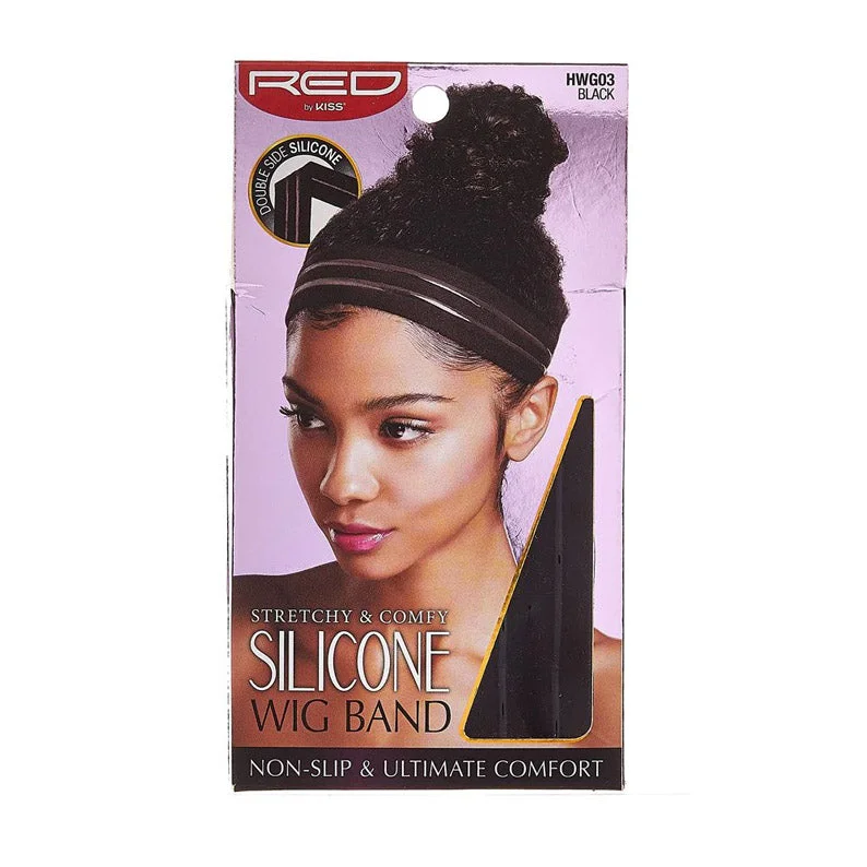 Synthetic lace wig with a heat - resistant formulaRED Elastic Wig Band with Silicone [Black] #HWG03