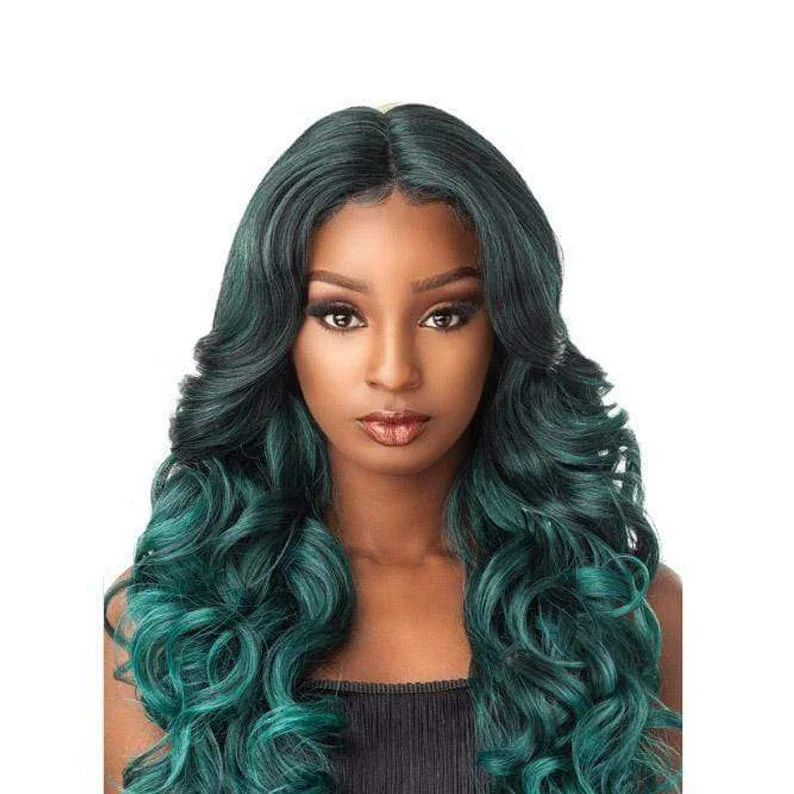 Lace wig in a chocolate - brown color for a rich and warm appearanceSENSATIONNEL 100% Premium Fiber Lace Front Wig Empress Edge Natural Center Part TRISSA