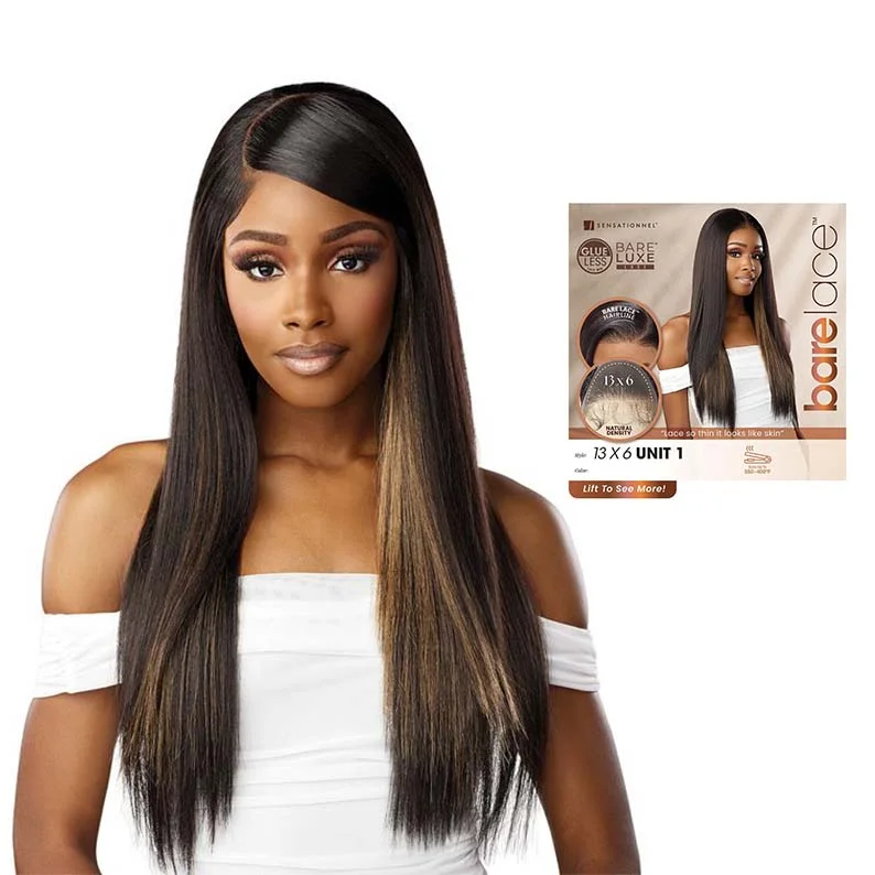 Lace wig with a side - swept bang for a sophisticated lookSENSATIONNEL Bare Lace Glueless Synthetic Extra Transparent Luxe 13X6 Lace Front Wig - 13X6 UNIT 1