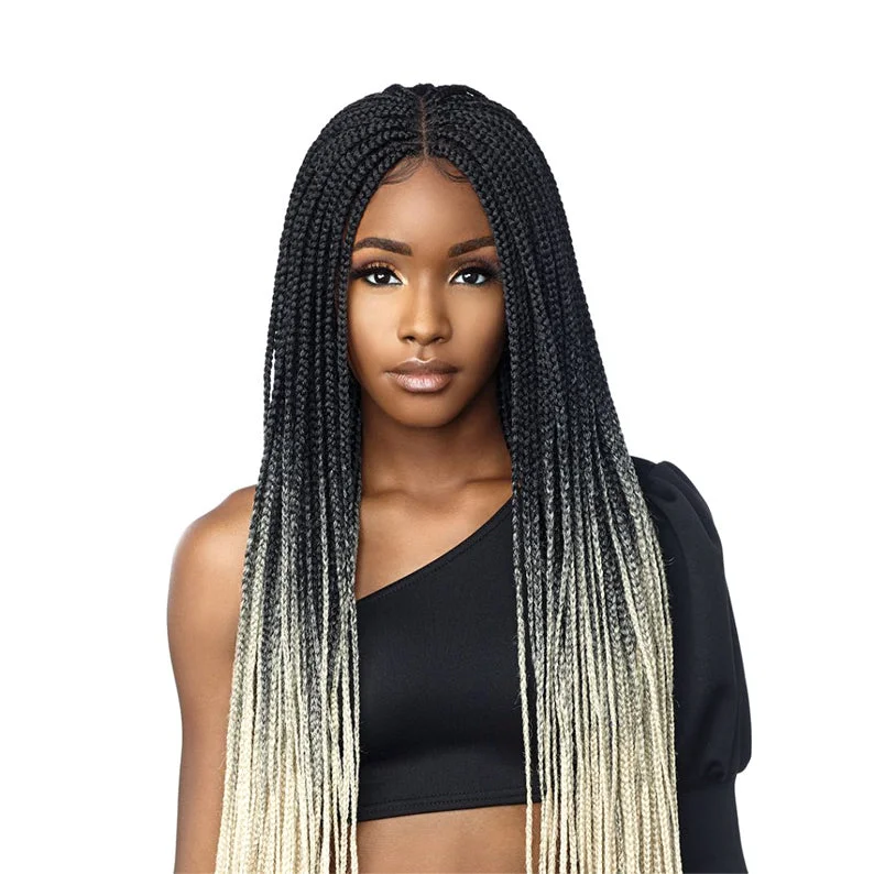 Lace wig with a pre - bleached knot for a natural - looking scalpSENSATIONNEL Cloud 9 4x4 Swiss Lace Parting Wig - BOX BRAID 50"