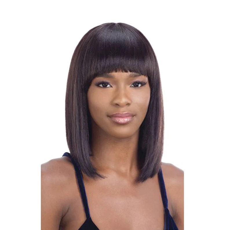 Lace wig with a side - swept bang for a sophisticated lookSHAKE N GO Naked Brazilian Natural 100% Human Hair Wig DION