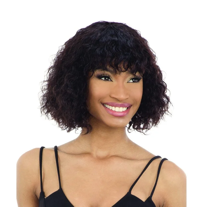 Lace wig with a wispy fringe for a soft and feminine lookSHAKE N GO Naked Brazilian Natural 100% Human Hair Wig WHITNEY