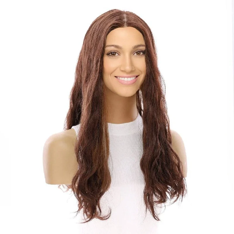 Long - length wig in a jet - black color for a classic appearance22" Princess Silk Top Wig Auburn Wavy