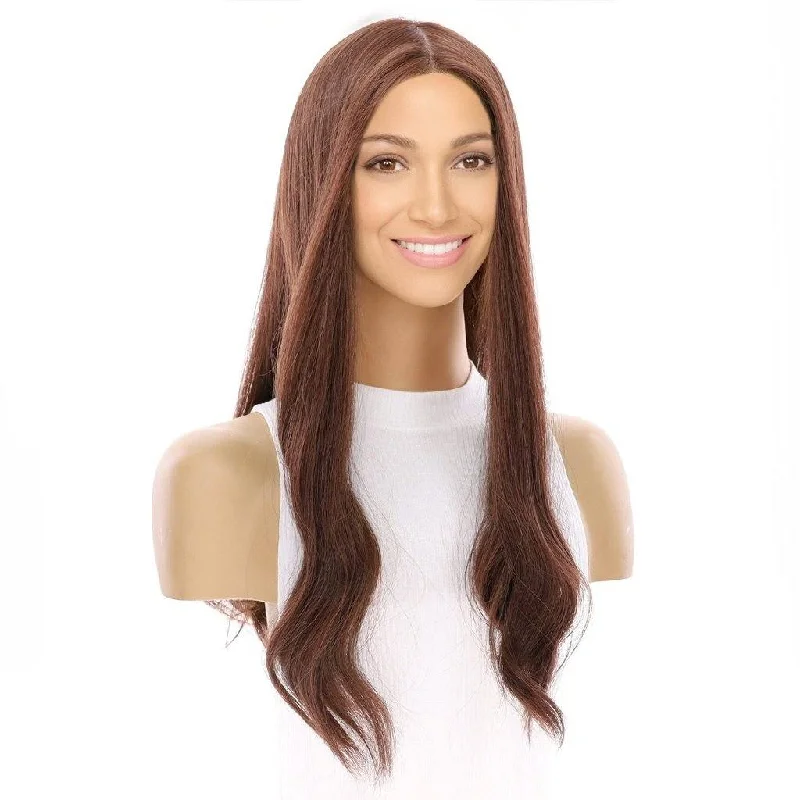 Long - length wig with a straight texture for a sleek and glamorous look22" Princess Silk Top Wig Auburn