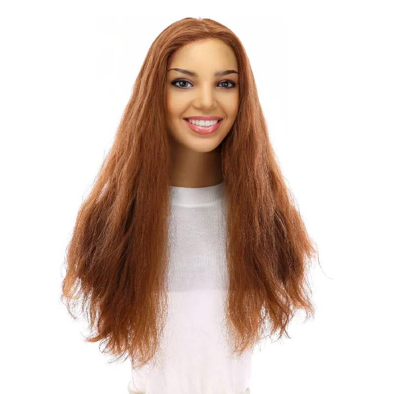 Long - length wig with a natural - looking root for a more realistic look22" Princess Silk Top Wig Copper Wavy