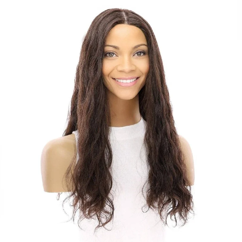 Adjustable - cap long - length wig for a comfortable fit22" Princess Silk Top Wig Dark Brown Wavy