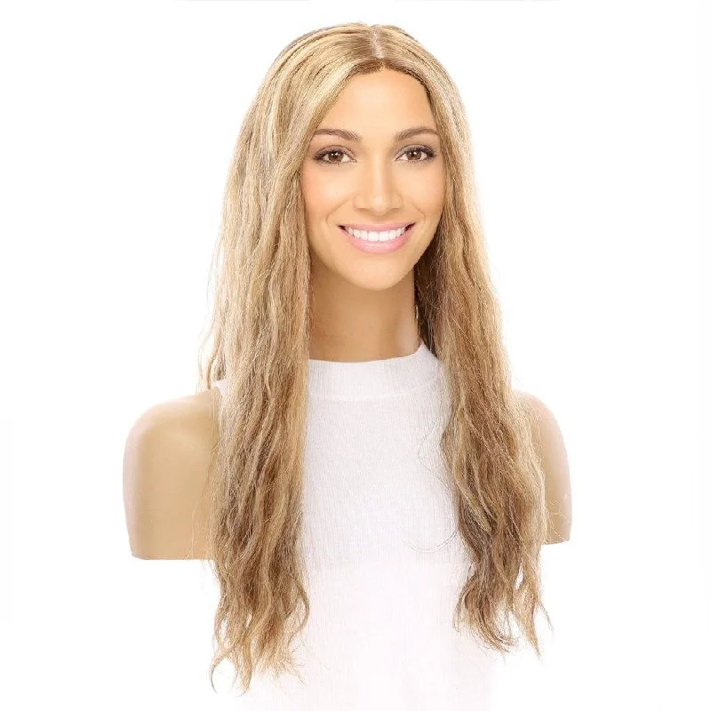 Long - length wig with a pre - plucked hairline for a more natural look22" Princess Silk Top Wig Medium Blonde Wavy