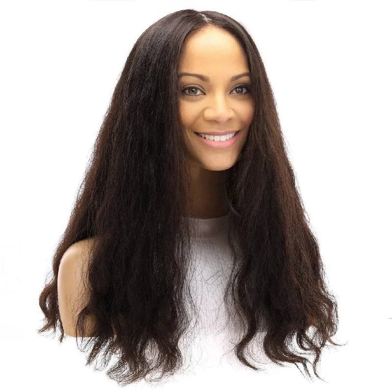 Long - length wig with a wavy texture for a beachy and romantic look22" Princess Silk Top Wig Natural Black Wavy