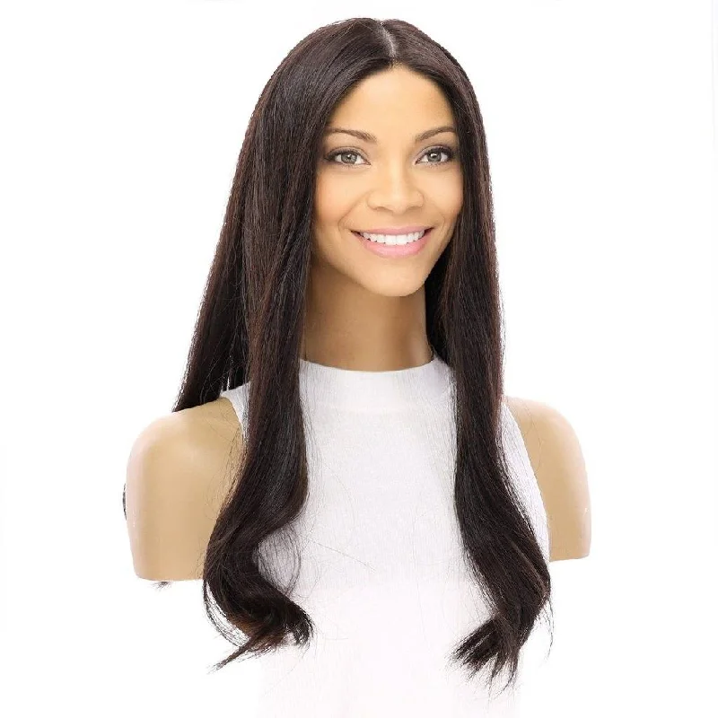 Long - length wig with a middle - part for a classic and elegant style22" Princess Silk Top Wig Soft Black