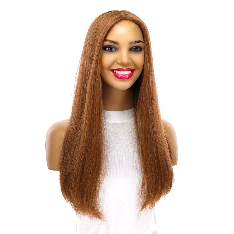 Long - length wig with a side - part for a more flattering look22" Princess Silk Top Wig Strawberry Blonde