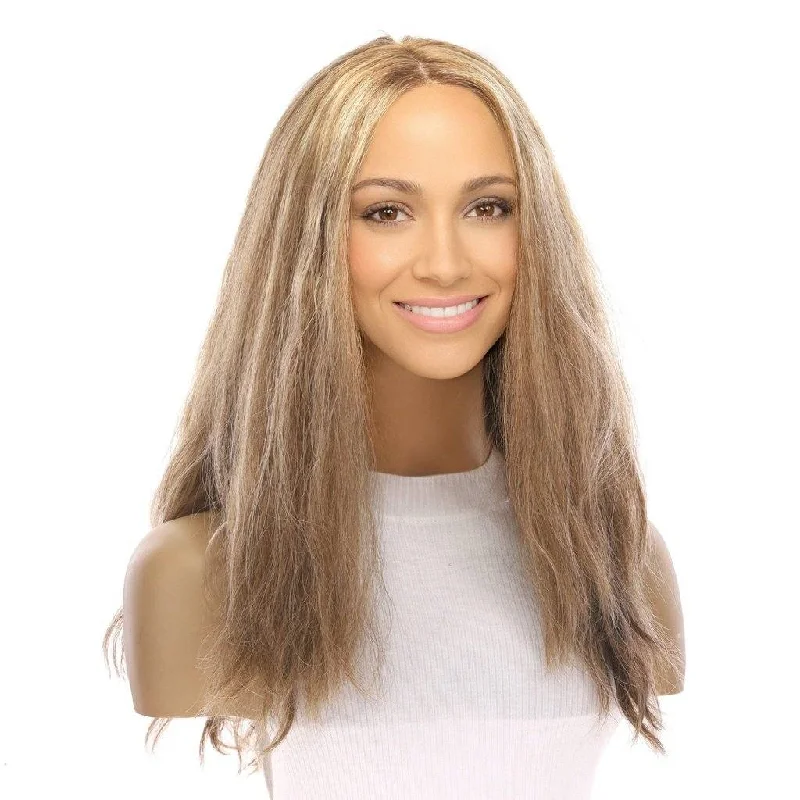 Long - length wig with a side - swept bang for a sophisticated look22" Reese Silk Top Wig Medium Blonde Wavy