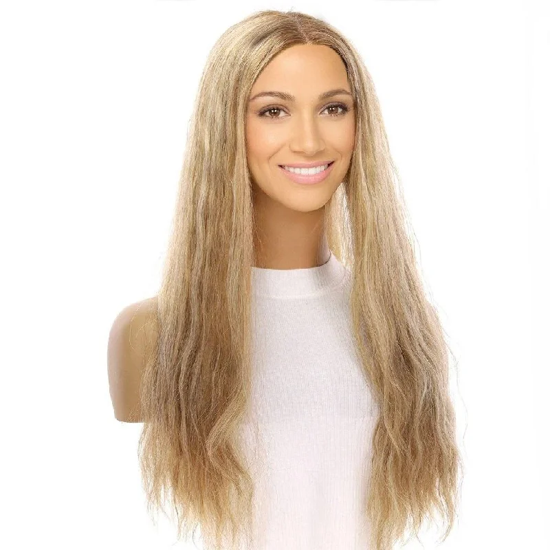 Long - length wig with a wavy texture for a beachy and romantic look24" Divine Lace Top Wig Ash Blonde Wavy