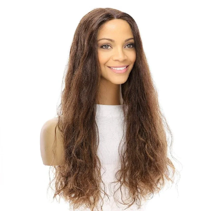 Adjustable - cap long - length wig for a comfortable fit24" Divine Lace Top Wig Medium Brown Balayage Wavy