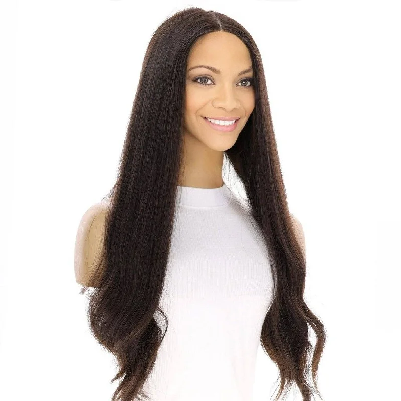 Long - length wig with a straight texture for a sleek and glamorous look24" Divine Lace Top Wig Neutral Black