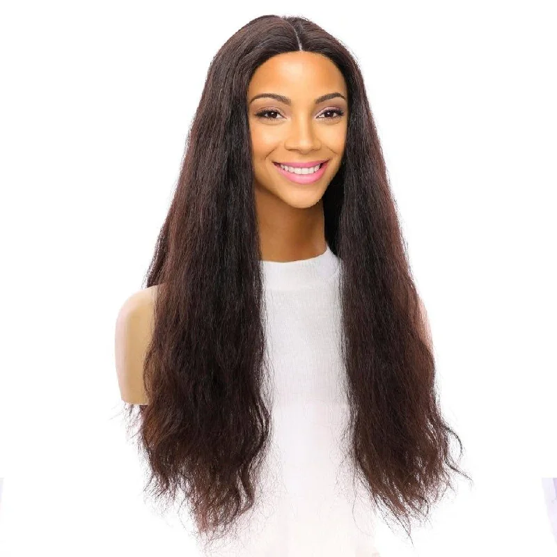 Long - length wig with a silk - base cap for a comfortable and smooth feel24" Divine Lace Top Wig Soft Black Wavy